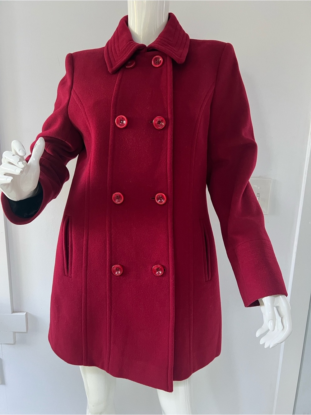 Y2K Women's Double-Breasted Wool Coat Jacket  Jacques Vert ,Royal colour size 10